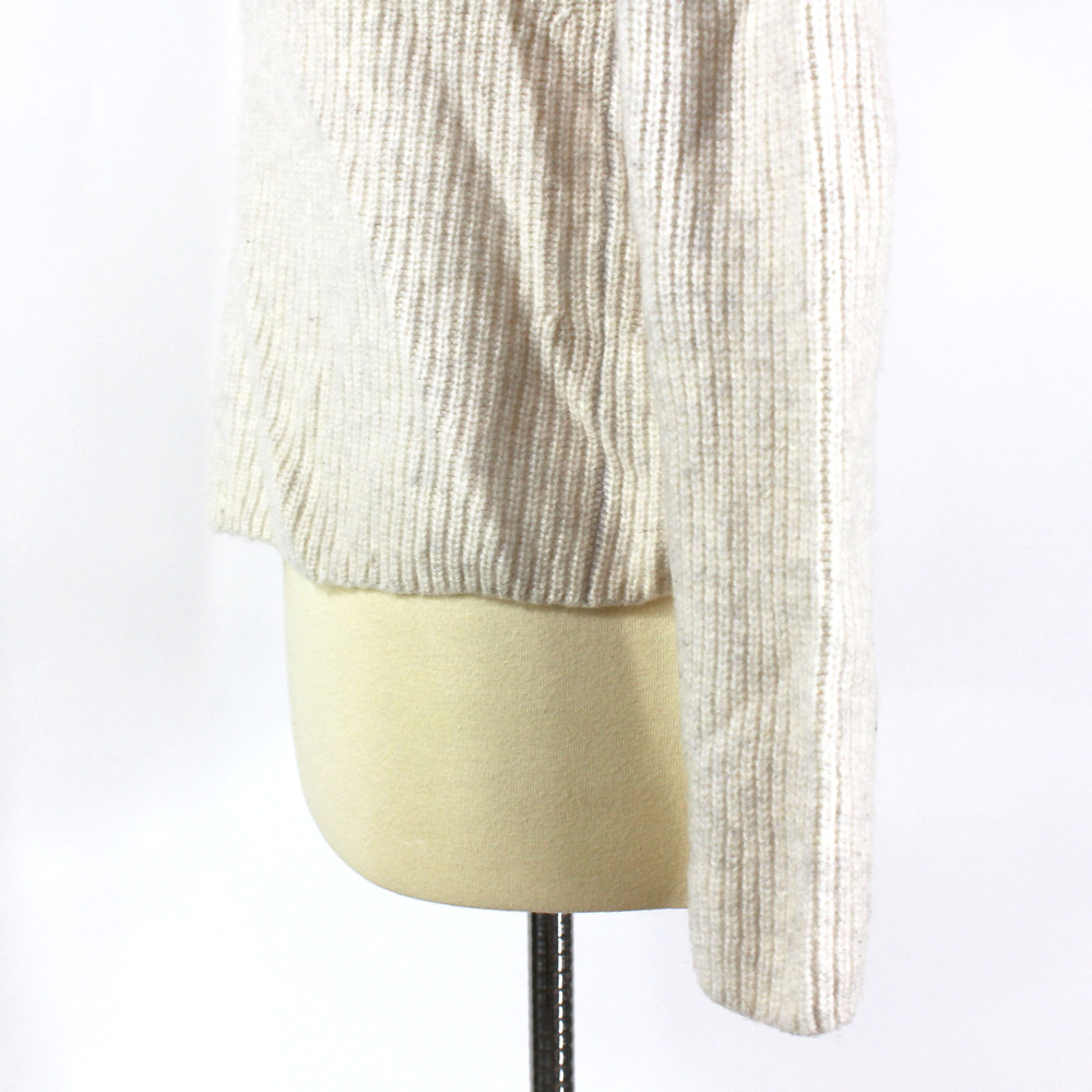 Vince Cashmere Crewneck Sweater Ribbed Knit Beige Cropped Pullover Size S - Picture 4 of 6